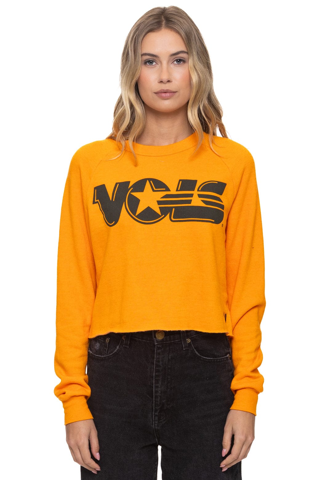 Aviator Nation UNIVERSITY OF TENNESSEE VOLS CROPPED CREW SWEATSHIRT - TENNESSEE ORANGE