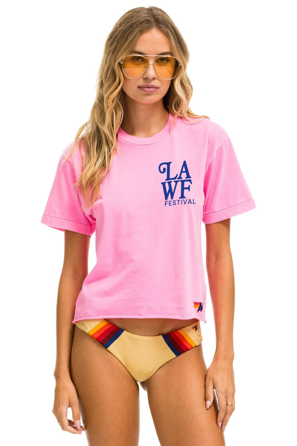 Aviator Nation LOS ANGELES WINE & FOOD 2025 BOYFRIEND TEE - NEON PINK