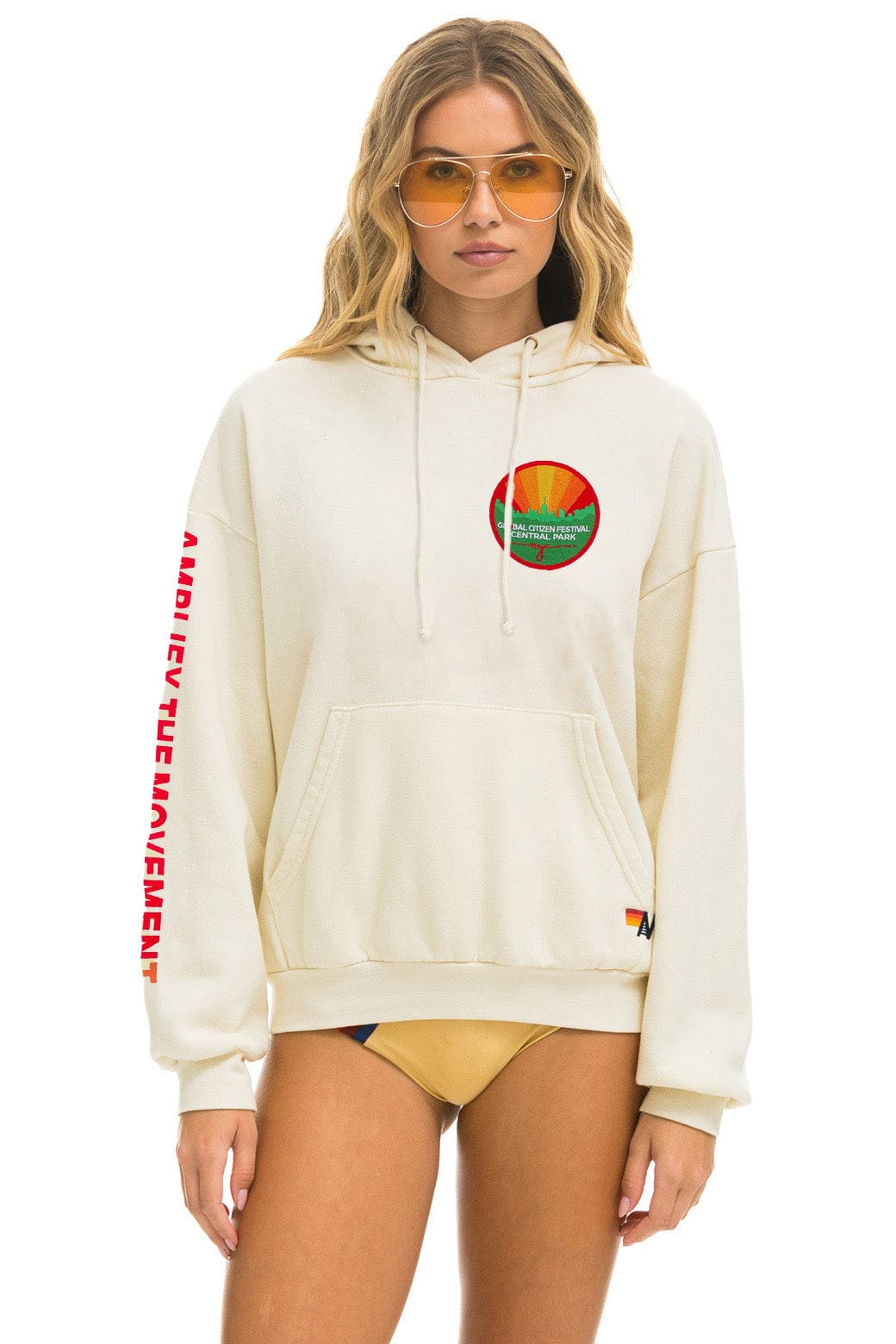 Aviator Nation GLOBAL CITIZEN 2025 RELAXED PULLOVER HOODIE - VINTAGE WHITE