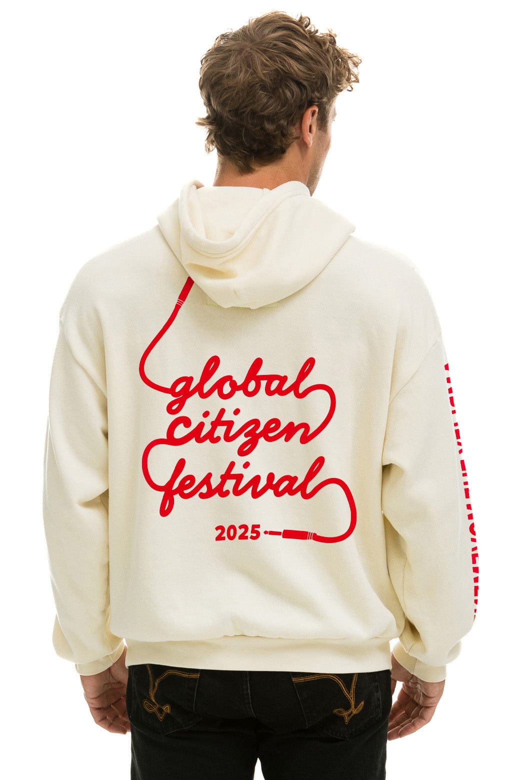 Aviator Nation GLOBAL CITIZEN 2025 RELAXED PULLOVER HOODIE - VINTAGE WHITE