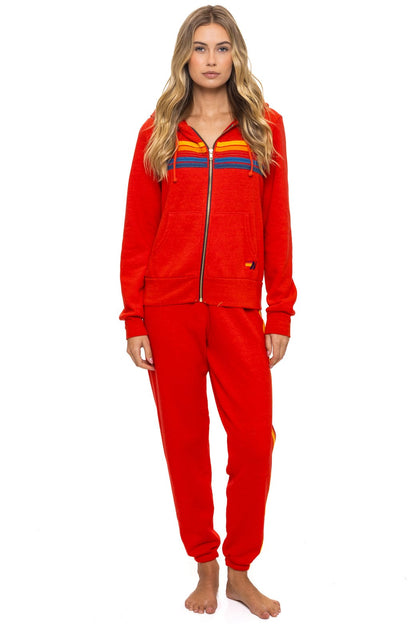 Aviator Nation 5 STRIPE HOODIE - RED