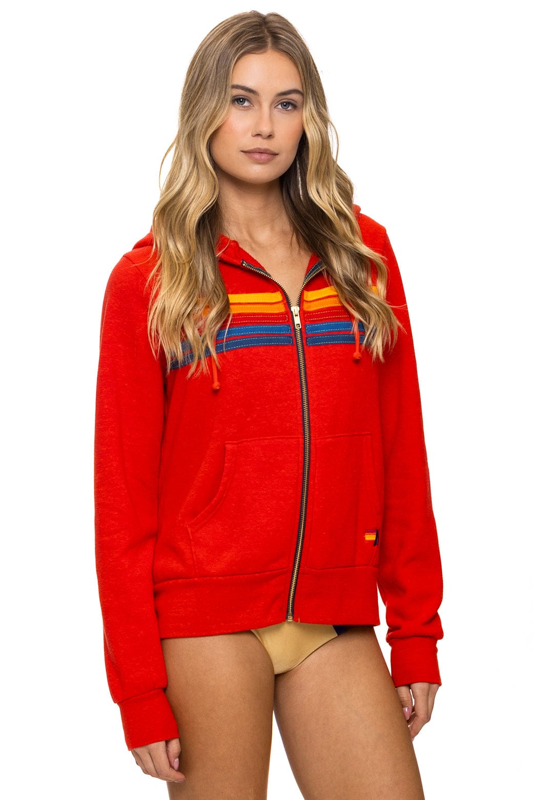 Aviator Nation 5 STRIPE HOODIE - RED