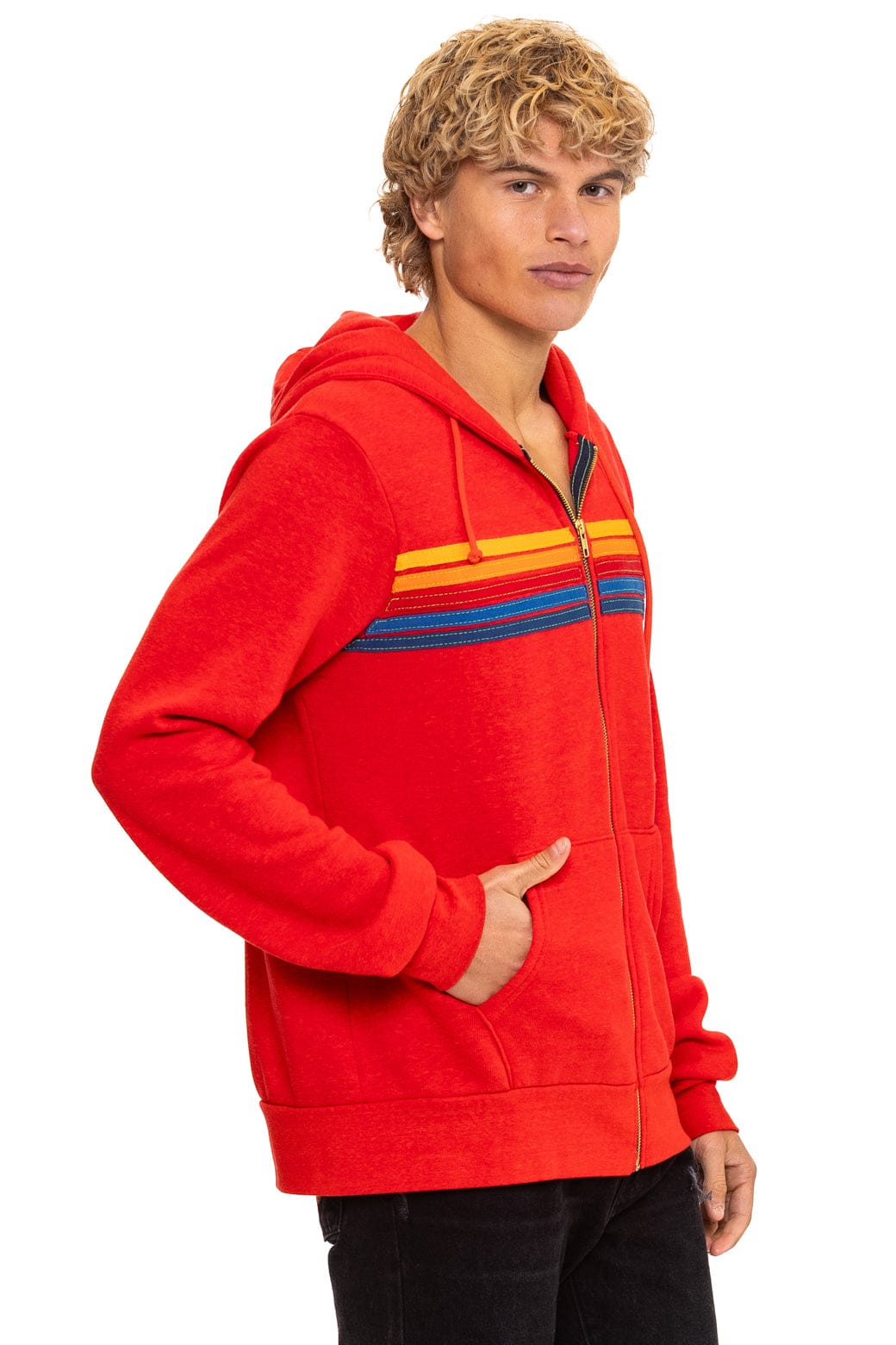 Aviator Nation 5 STRIPE HOODIE - RED