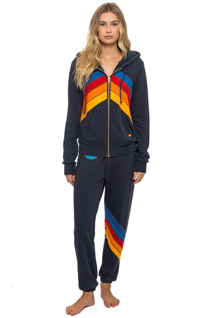 Aviator Nation MOUNTAIN STITCH CHEVRON 4 ZIP HOODIE - CHARCOAL