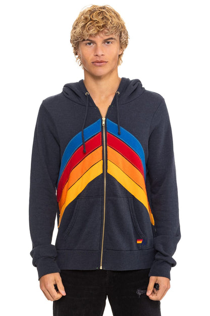 Aviator Nation MOUNTAIN STITCH CHEVRON 4 ZIP HOODIE - CHARCOAL