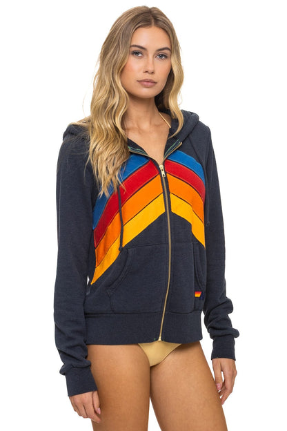 Aviator Nation MOUNTAIN STITCH CHEVRON 4 ZIP HOODIE - CHARCOAL