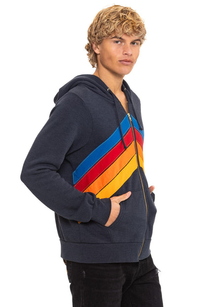 Aviator Nation MOUNTAIN STITCH CHEVRON 4 ZIP HOODIE - CHARCOAL