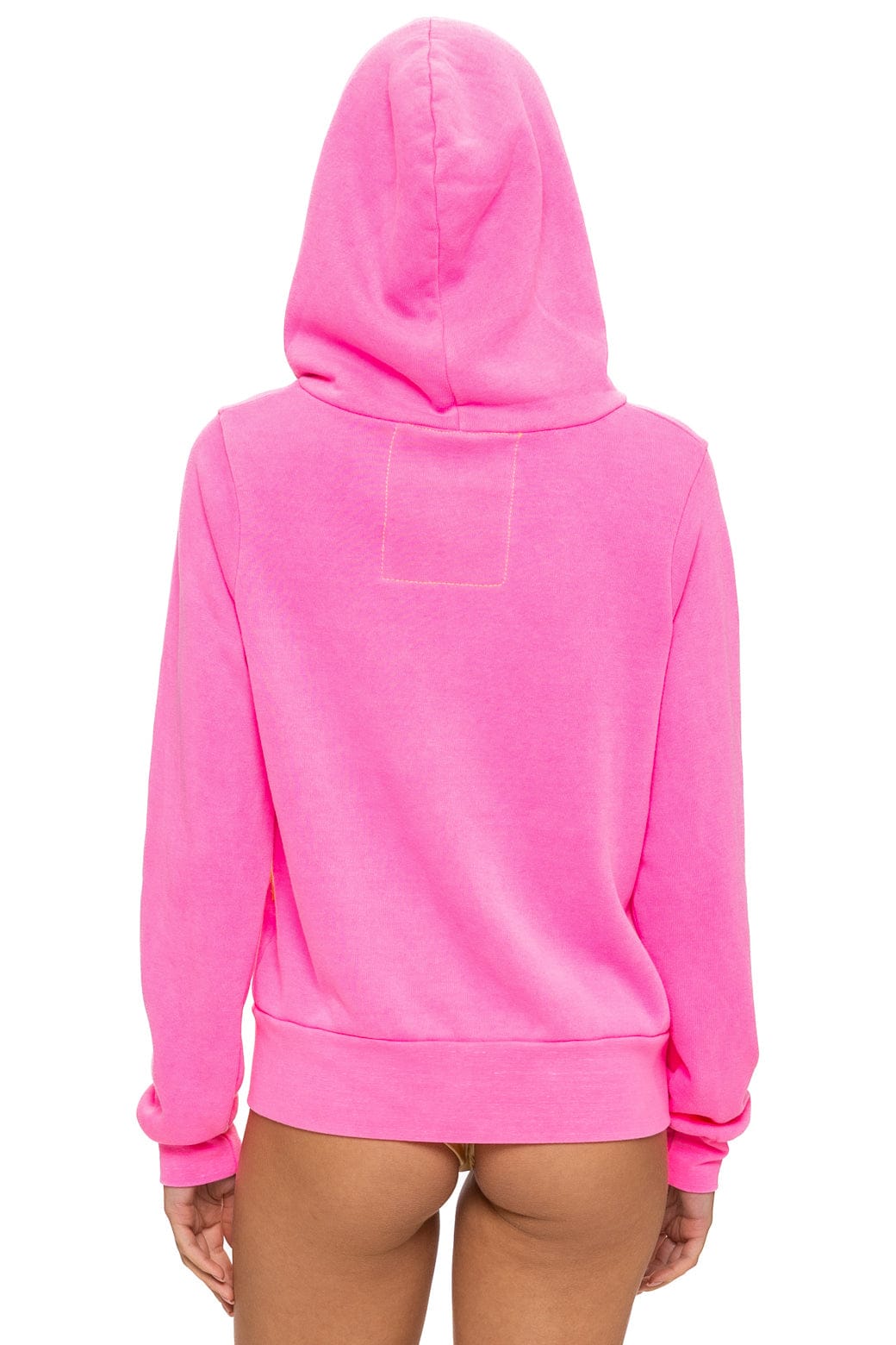 Aviator Nation MOUNTAIN STITCH CHEVRON 4 ZIP HOODIE - NEON PINK