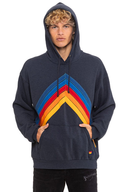 Aviator Nation MOUNTAIN STITCH CHEVRON PULLOVER HOODIE RELAXED - CHARCOAL