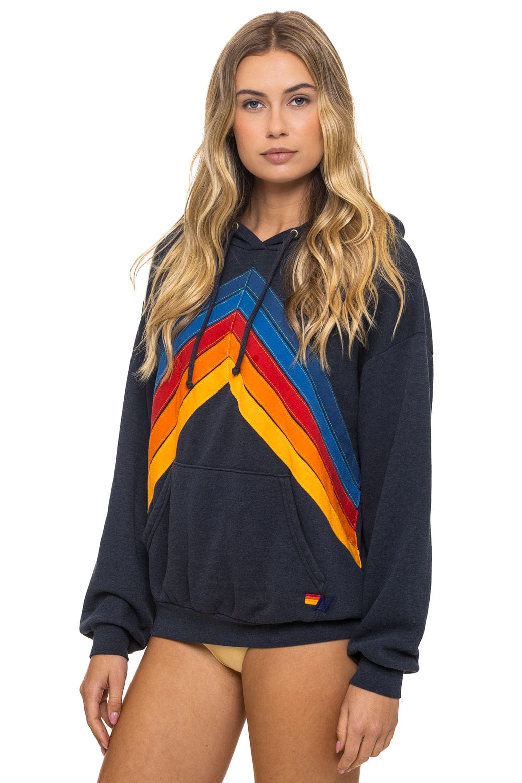Aviator Nation MOUNTAIN STITCH CHEVRON PULLOVER HOODIE RELAXED - CHARCOAL