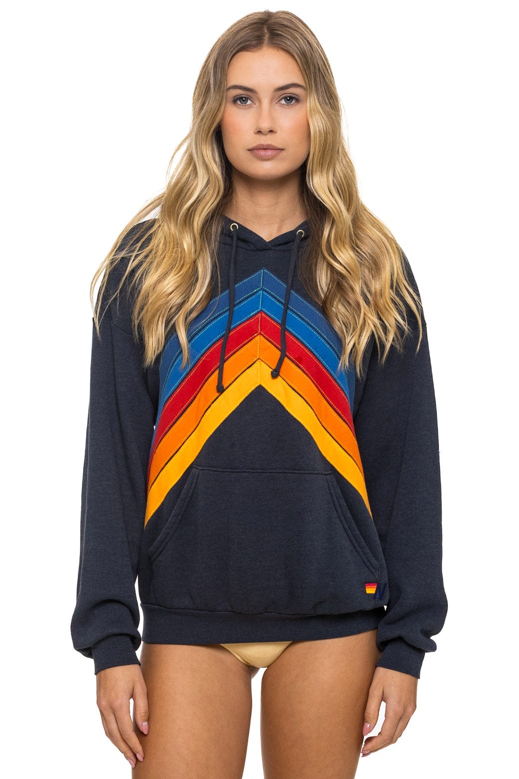 Aviator Nation MOUNTAIN STITCH CHEVRON PULLOVER HOODIE RELAXED - CHARCOAL