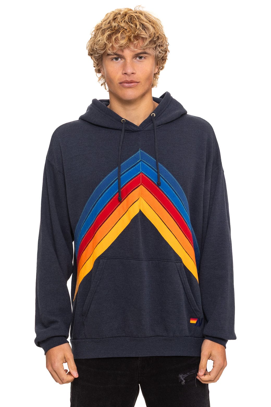 Aviator Nation MOUNTAIN STITCH CHEVRON PULLOVER HOODIE RELAXED - CHARCOAL