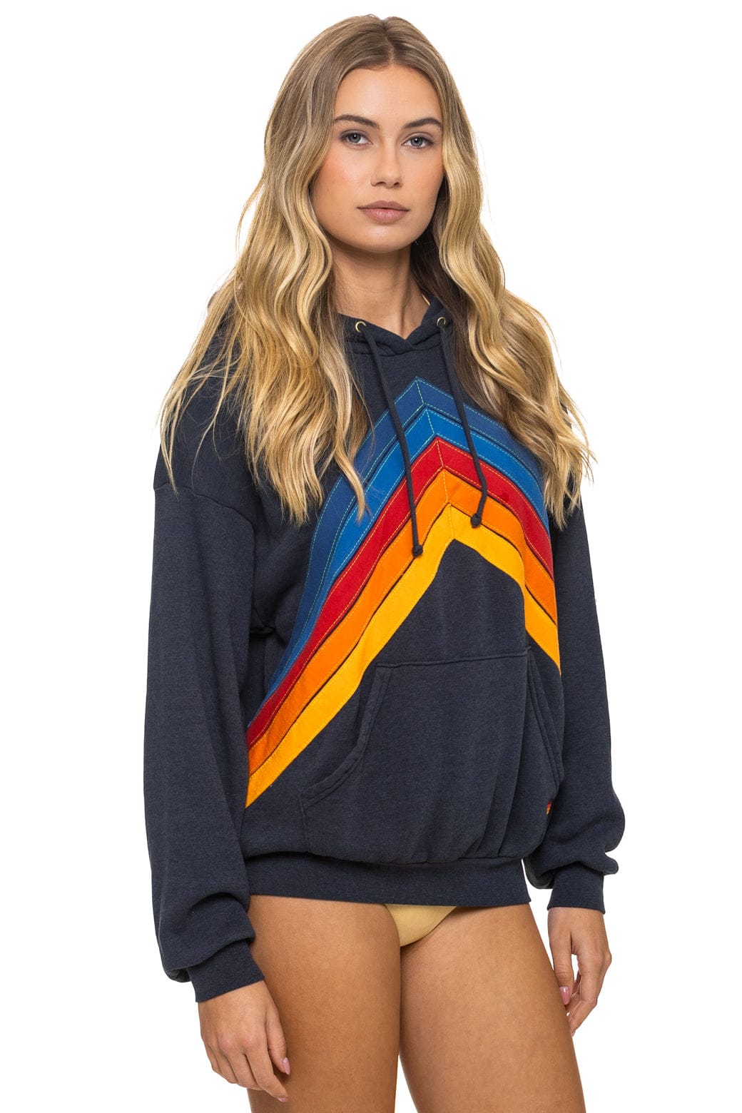 Aviator Nation MOUNTAIN STITCH CHEVRON PULLOVER HOODIE RELAXED - CHARCOAL