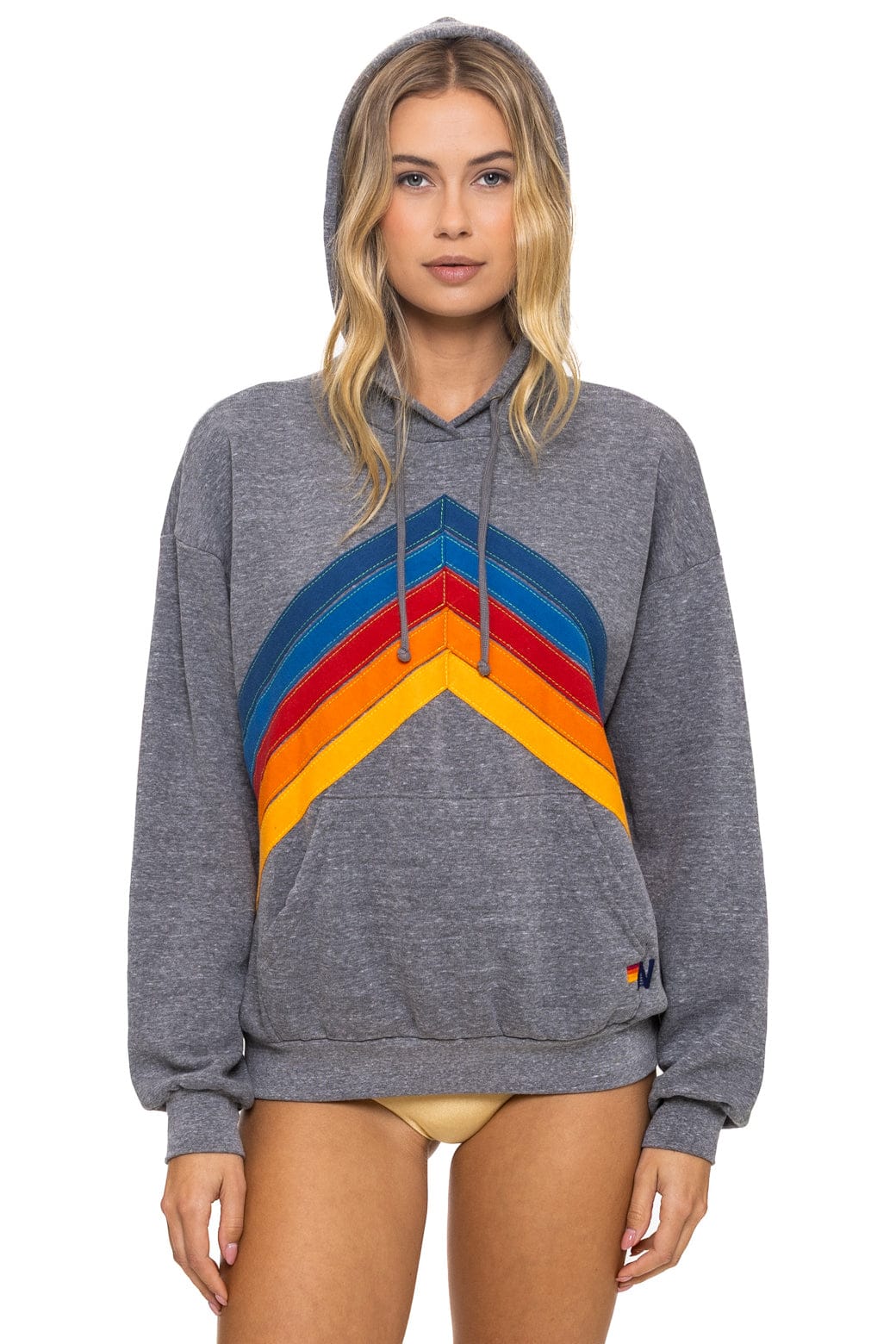 Aviator Nation MOUNTAIN STITCH CHEVRON PULLOVER HOODIE RELAXED - HEATHER GREY