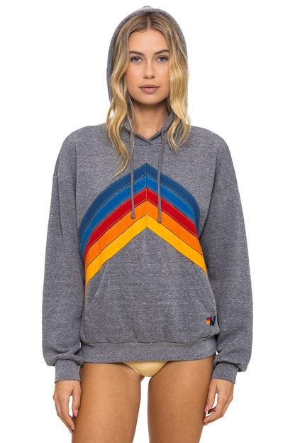 Aviator Nation MOUNTAIN STITCH CHEVRON PULLOVER HOODIE RELAXED - HEATHER GREY