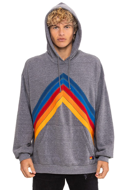 Aviator Nation MOUNTAIN STITCH CHEVRON PULLOVER HOODIE RELAXED - HEATHER GREY