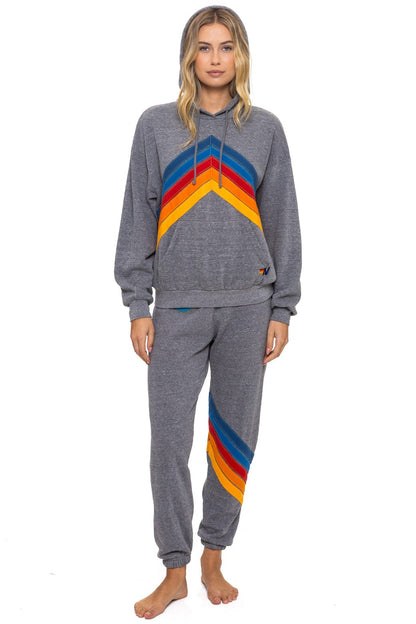 Aviator Nation MOUNTAIN STITCH CHEVRON PULLOVER HOODIE RELAXED - HEATHER GREY