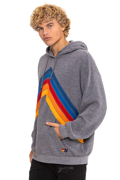 Aviator Nation MOUNTAIN STITCH CHEVRON PULLOVER HOODIE RELAXED - HEATHER GREY