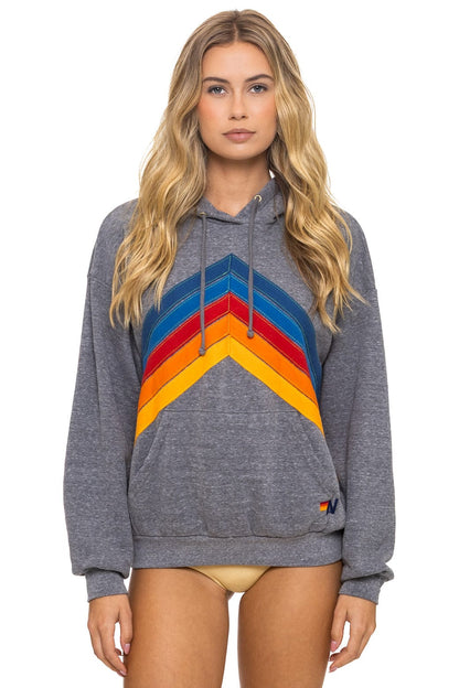 Aviator Nation MOUNTAIN STITCH CHEVRON PULLOVER HOODIE RELAXED - HEATHER GREY
