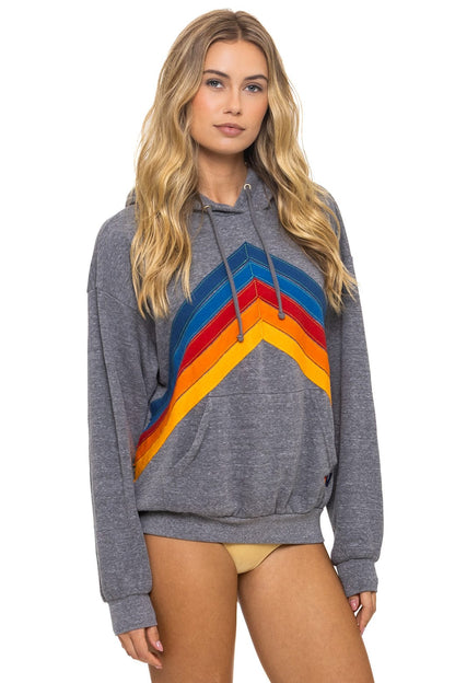 Aviator Nation MOUNTAIN STITCH CHEVRON PULLOVER HOODIE RELAXED - HEATHER GREY
