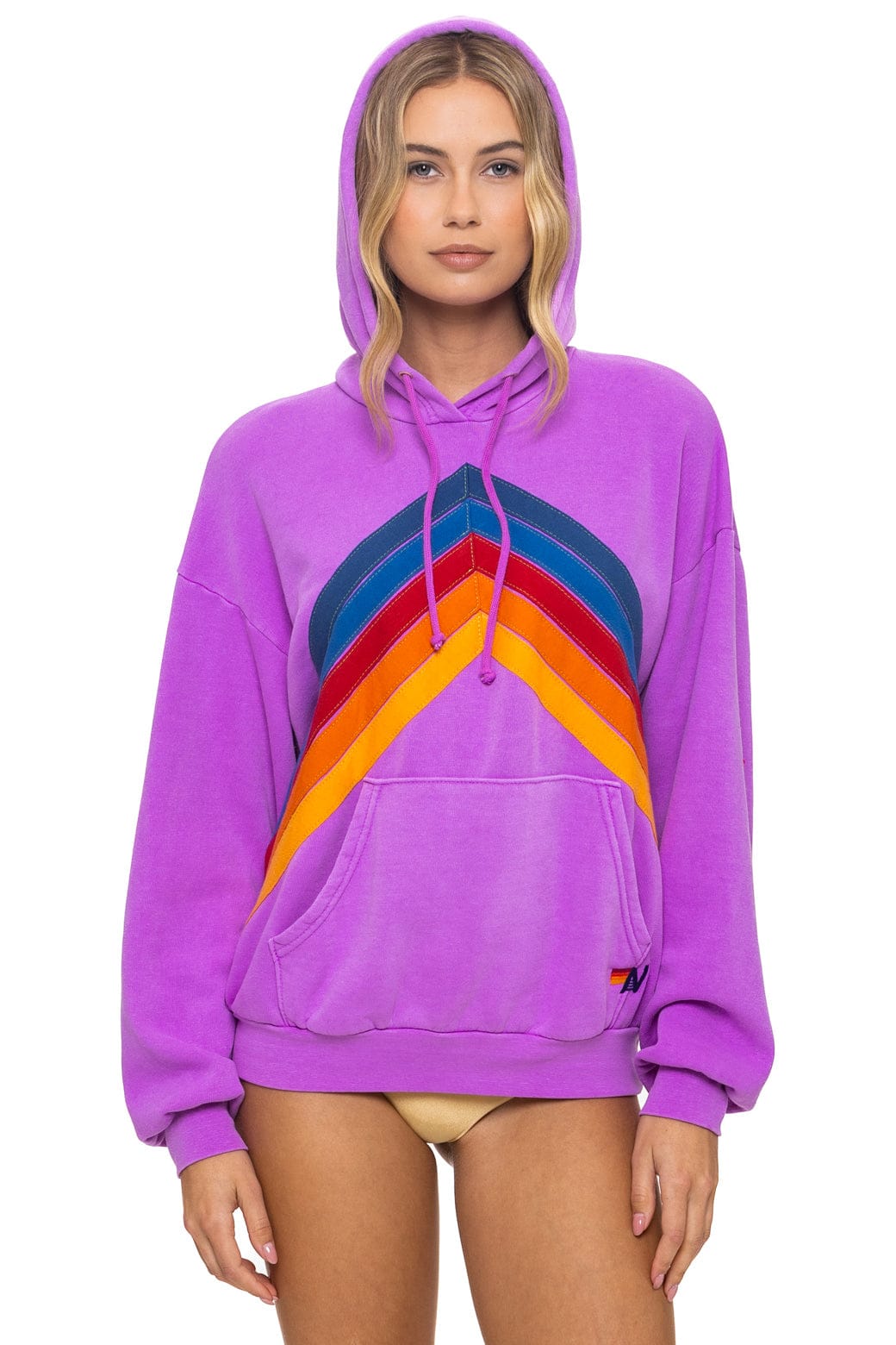 Aviator Nation MOUNTAIN STITCH CHEVRON PULLOVER HOODIE RELAXED - NEON PURPLE