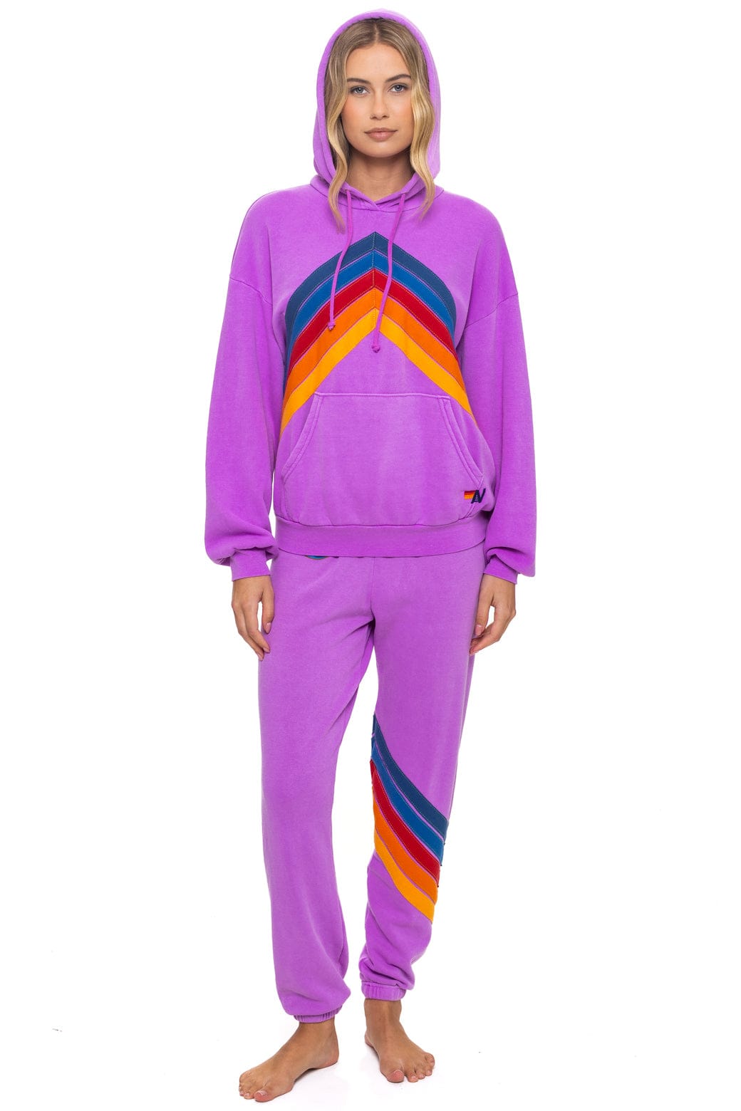Aviator Nation MOUNTAIN STITCH CHEVRON PULLOVER HOODIE RELAXED - NEON PURPLE