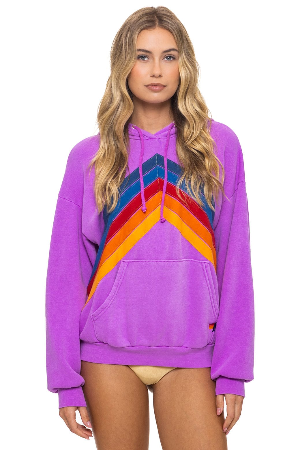 Aviator Nation MOUNTAIN STITCH CHEVRON PULLOVER HOODIE RELAXED - NEON PURPLE