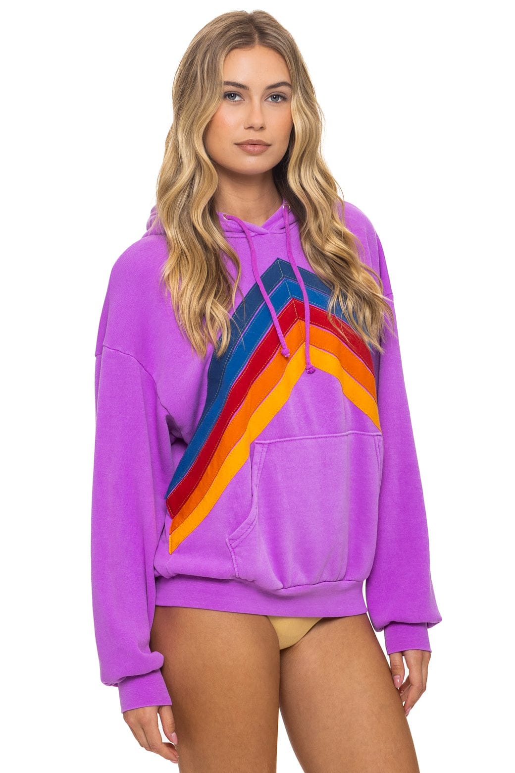 Aviator Nation MOUNTAIN STITCH CHEVRON PULLOVER HOODIE RELAXED - NEON PURPLE