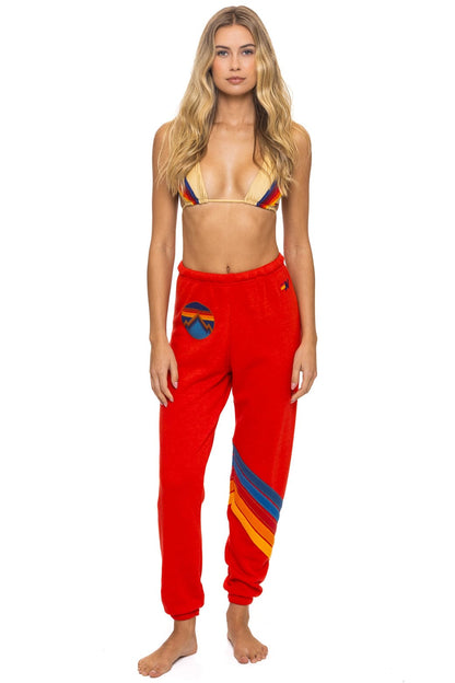Aviator Nation ALL SEASONS CIRCLE CHEVRON SWEATPANTS - RED