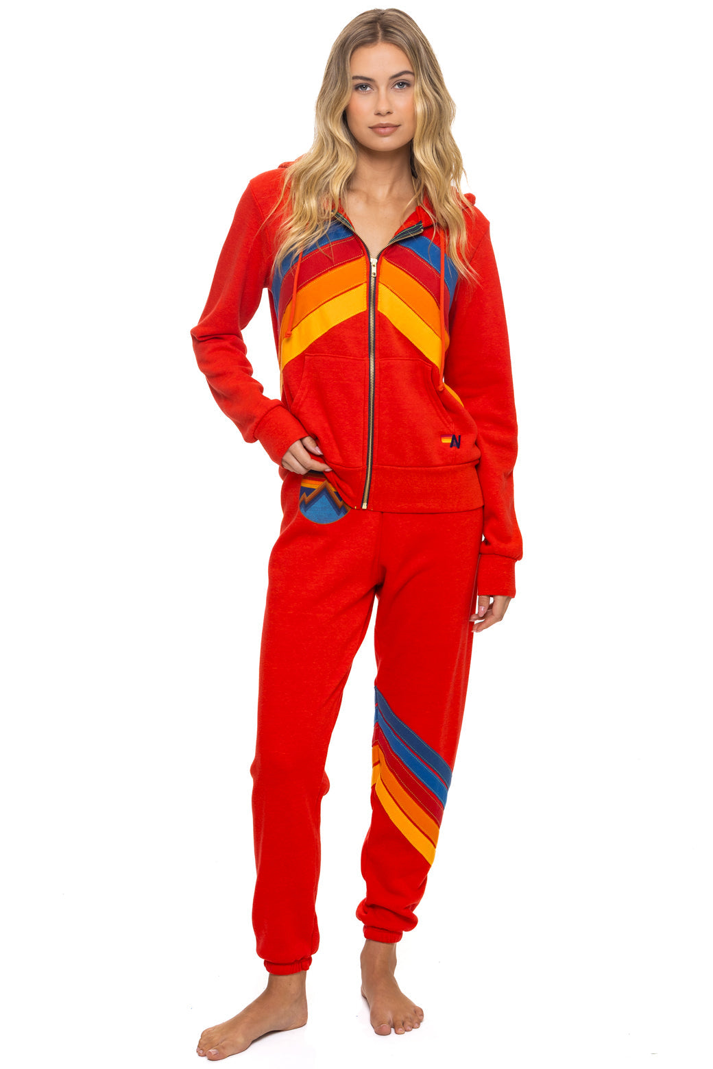 Aviator Nation ALL SEASONS CIRCLE CHEVRON SWEATPANTS - RED