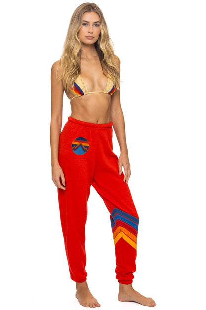 Aviator Nation ALL SEASONS CIRCLE CHEVRON SWEATPANTS - RED
