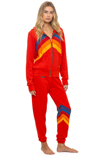 Aviator Nation ALL SEASONS CIRCLE CHEVRON SWEATPANTS - RED