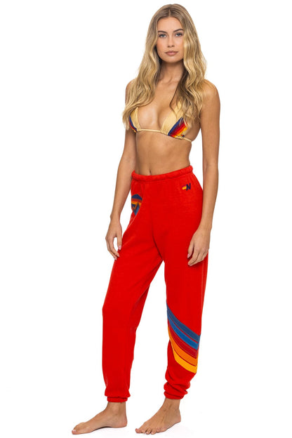 Aviator Nation ALL SEASONS CIRCLE CHEVRON SWEATPANTS - RED