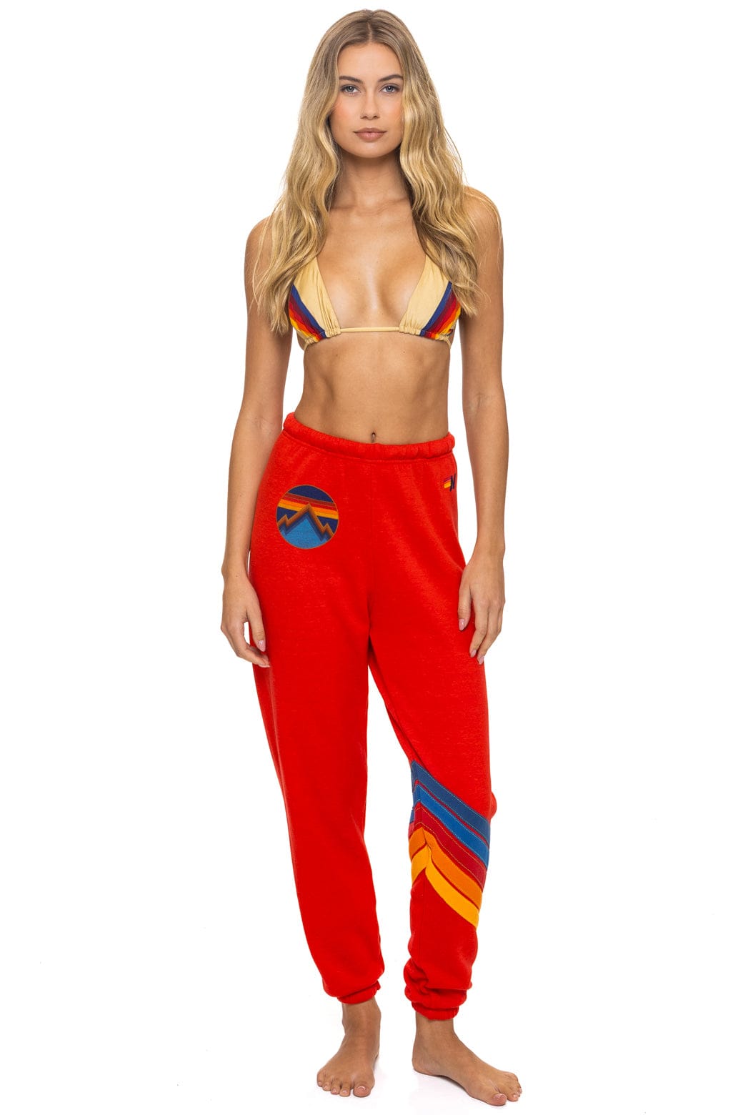 Aviator Nation ALL SEASONS CIRCLE CHEVRON SWEATPANTS - RED