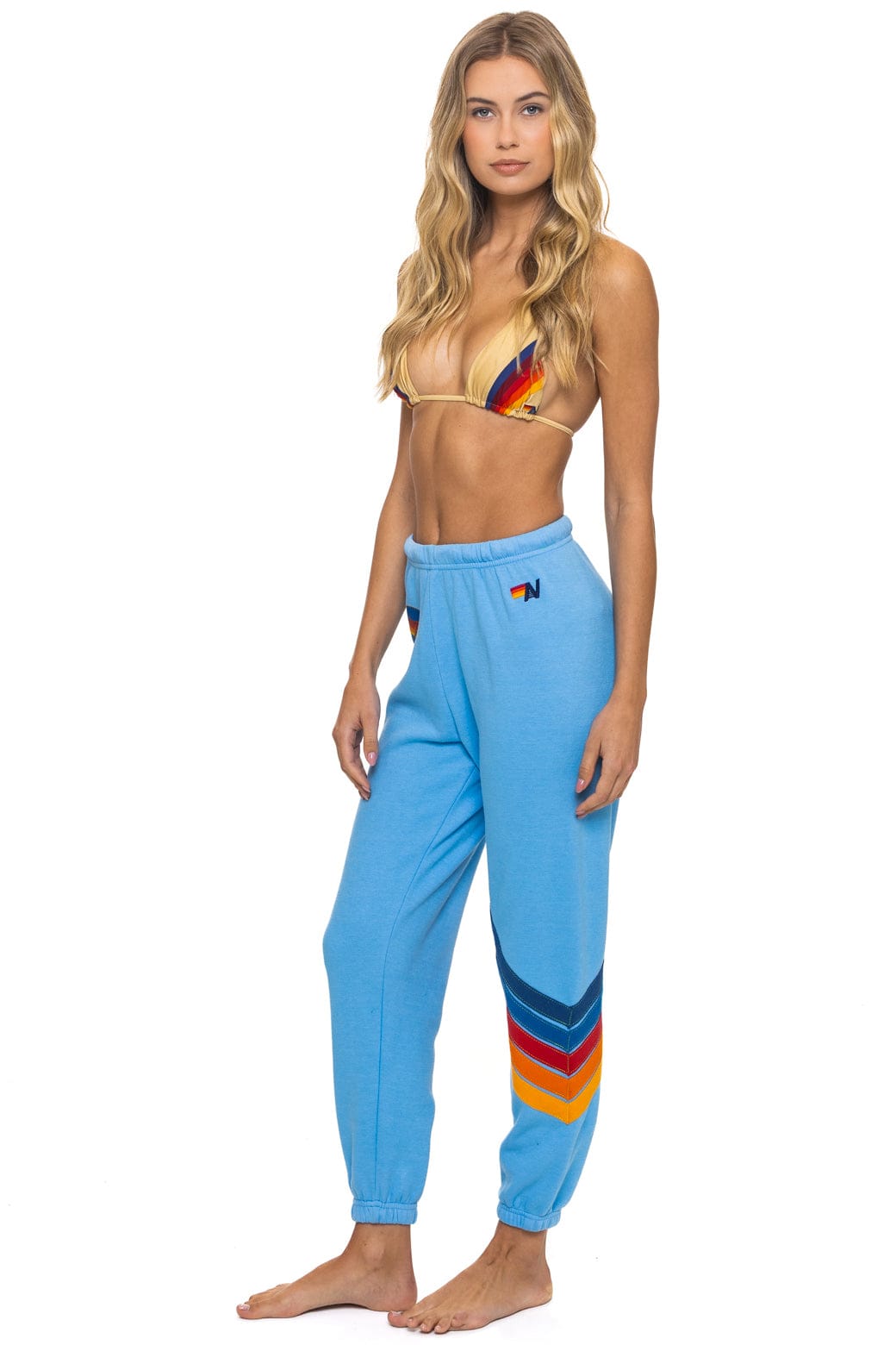 Aviator Nation ALL SEASONS CIRCLE CHEVRON SWEATPANTS - SKY