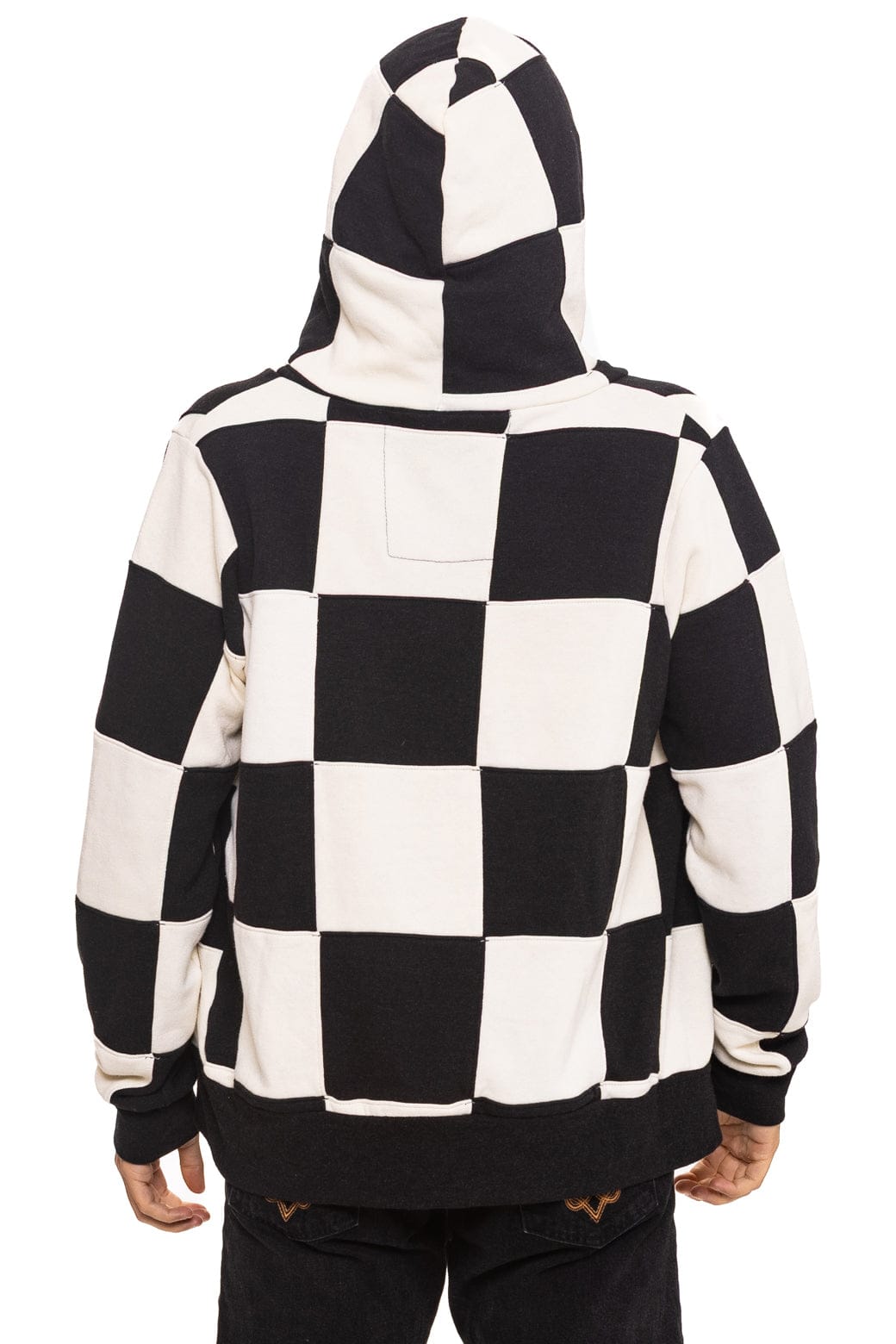 Aviator Nation CHECK QUILT ZIP HOODIE - VINTAGE WHITE // BLACK