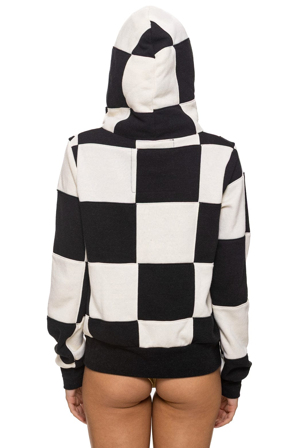 Aviator Nation CHECK QUILT ZIP HOODIE - VINTAGE WHITE // BLACK