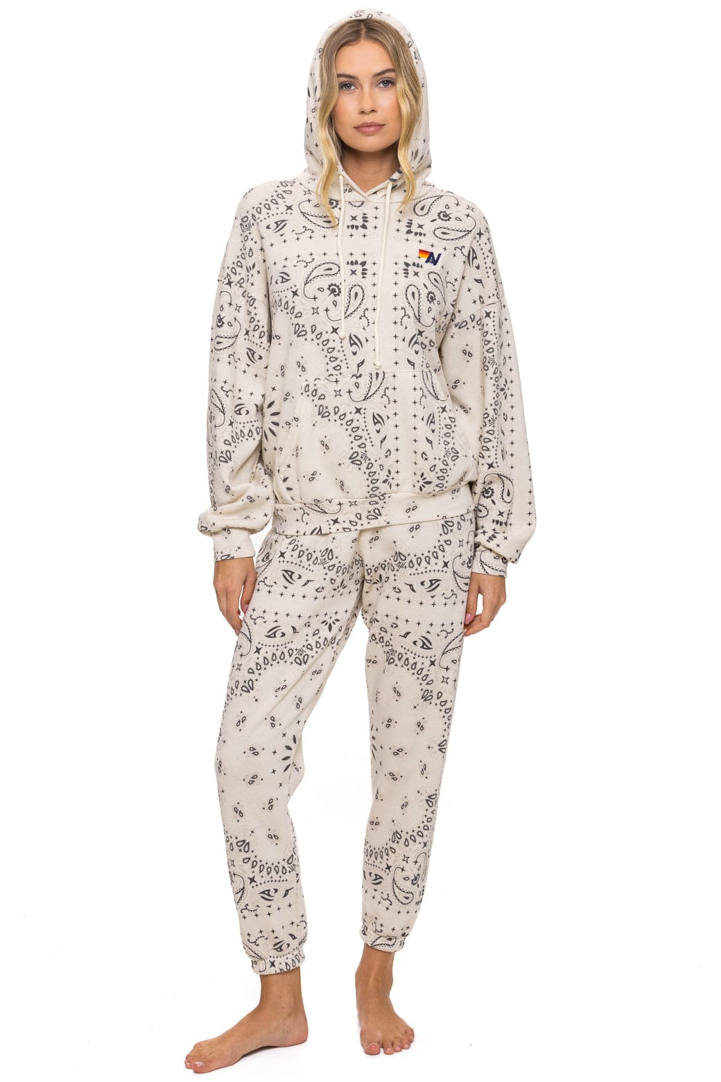 Aviator Nation BANDANA RELAXED PULLOVER HOODIE - VINTAGE WHITE