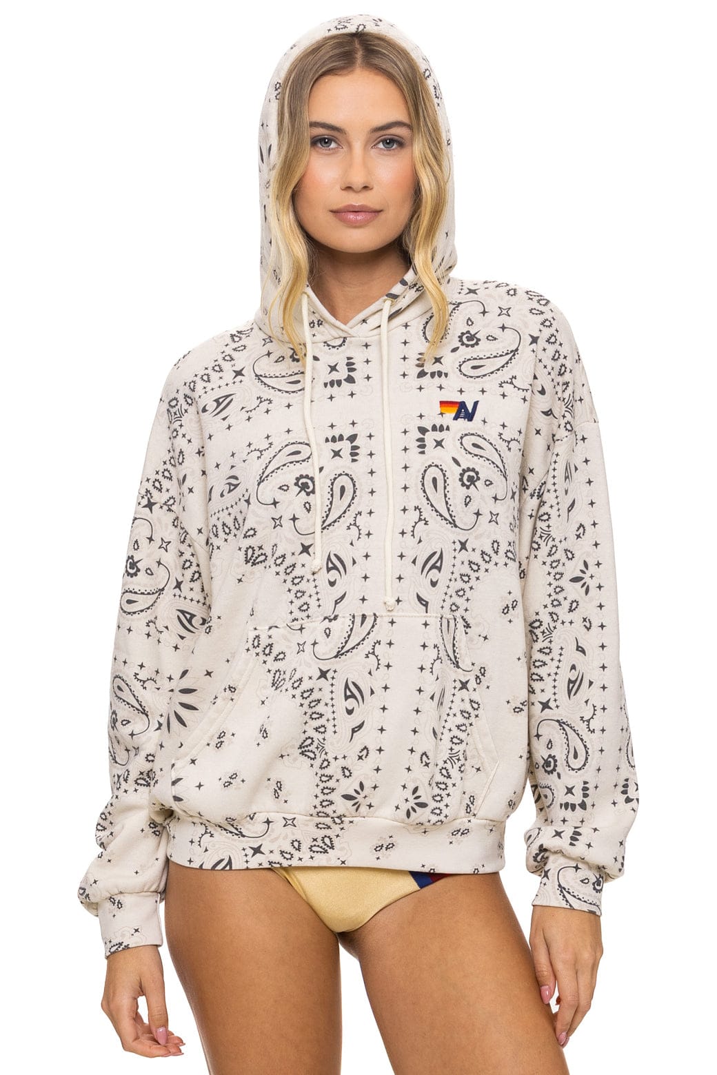 Aviator Nation BANDANA RELAXED PULLOVER HOODIE - VINTAGE WHITE