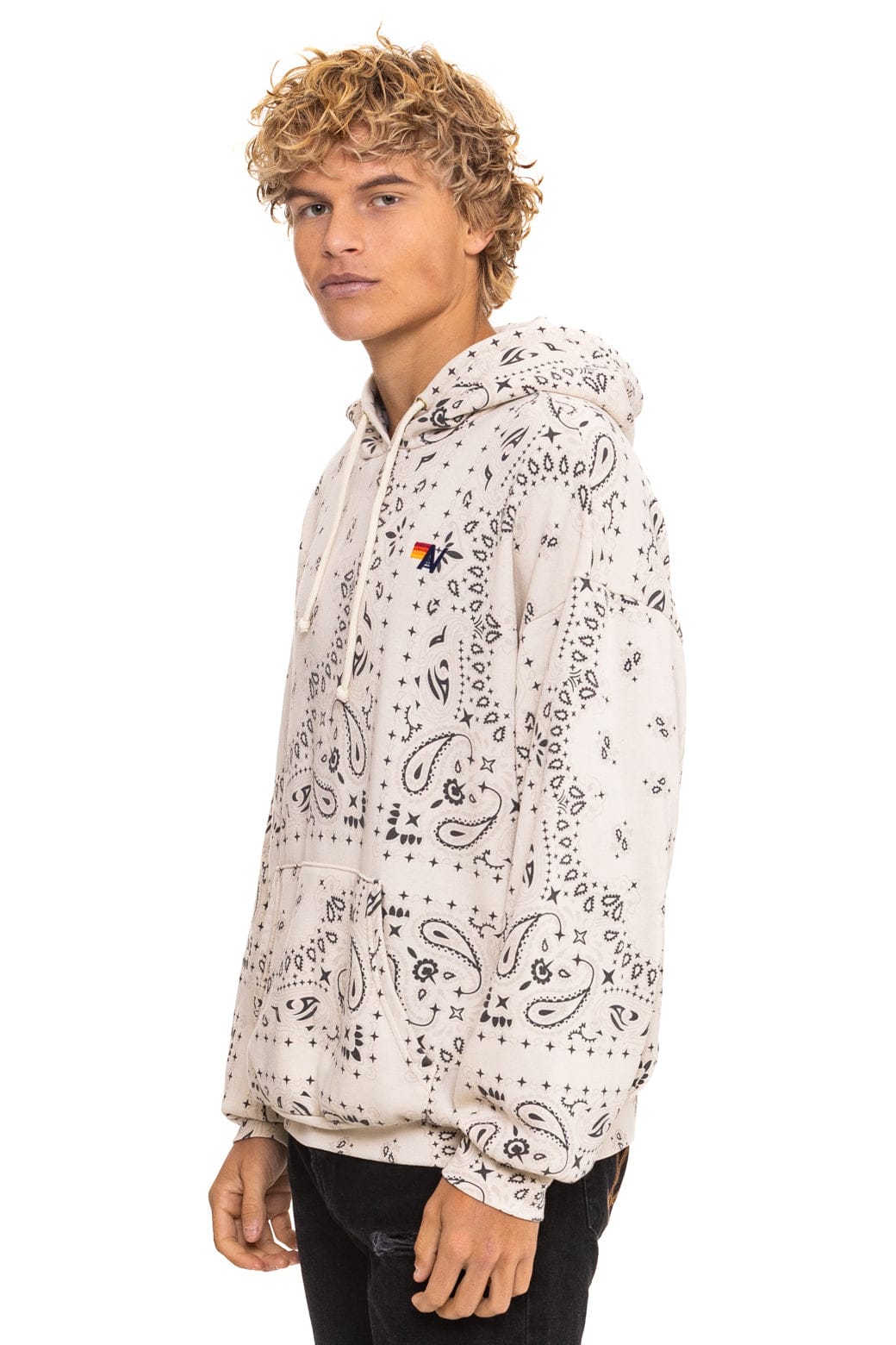 Aviator Nation BANDANA RELAXED PULLOVER HOODIE - VINTAGE WHITE