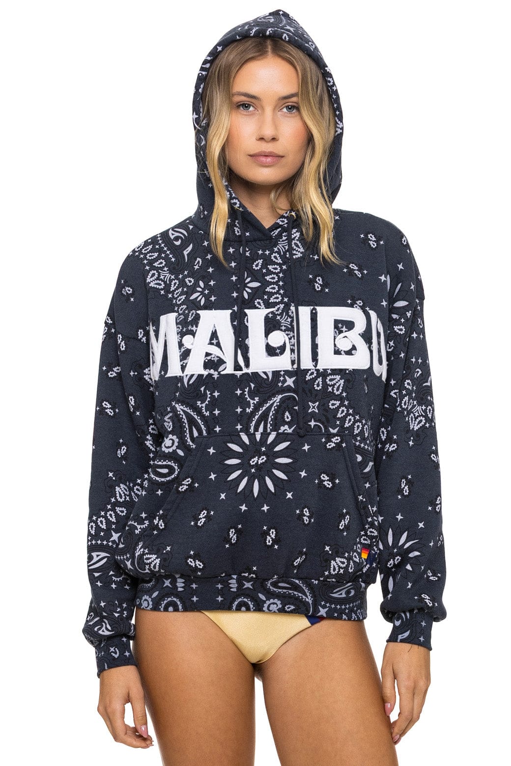 Aviator Nation BANDANA MALIBU RELAXED PULLOVER HOODIE - CHARCOAL
