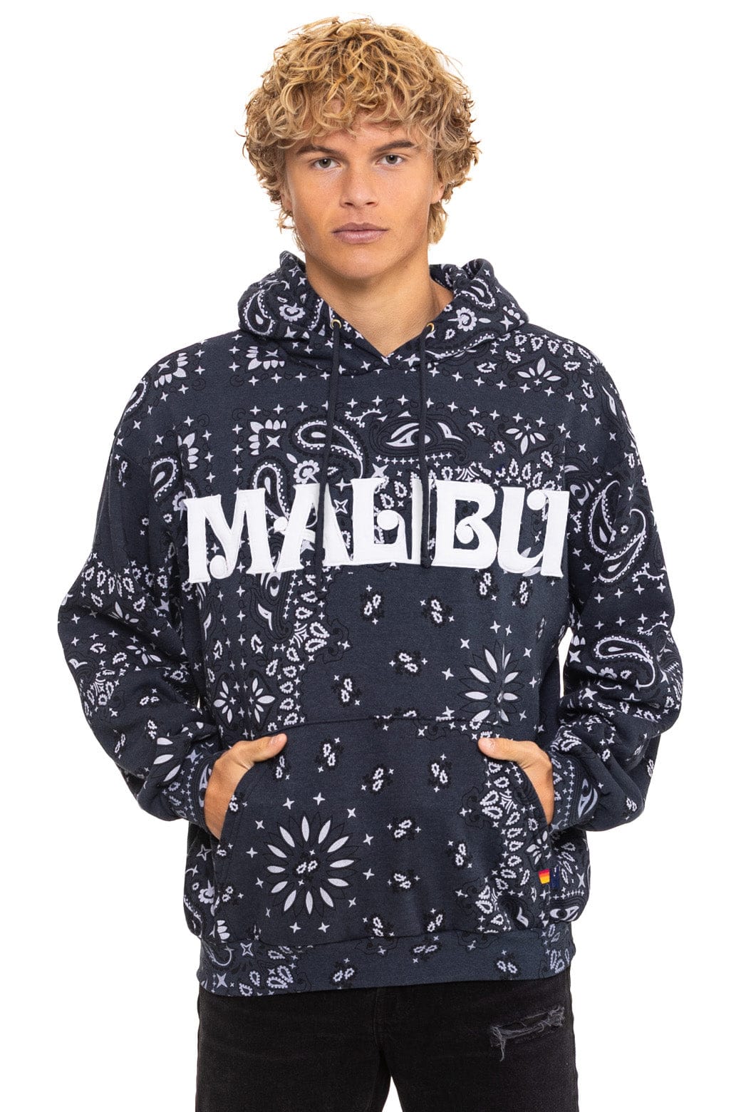 Aviator Nation BANDANA MALIBU RELAXED PULLOVER HOODIE - CHARCOAL