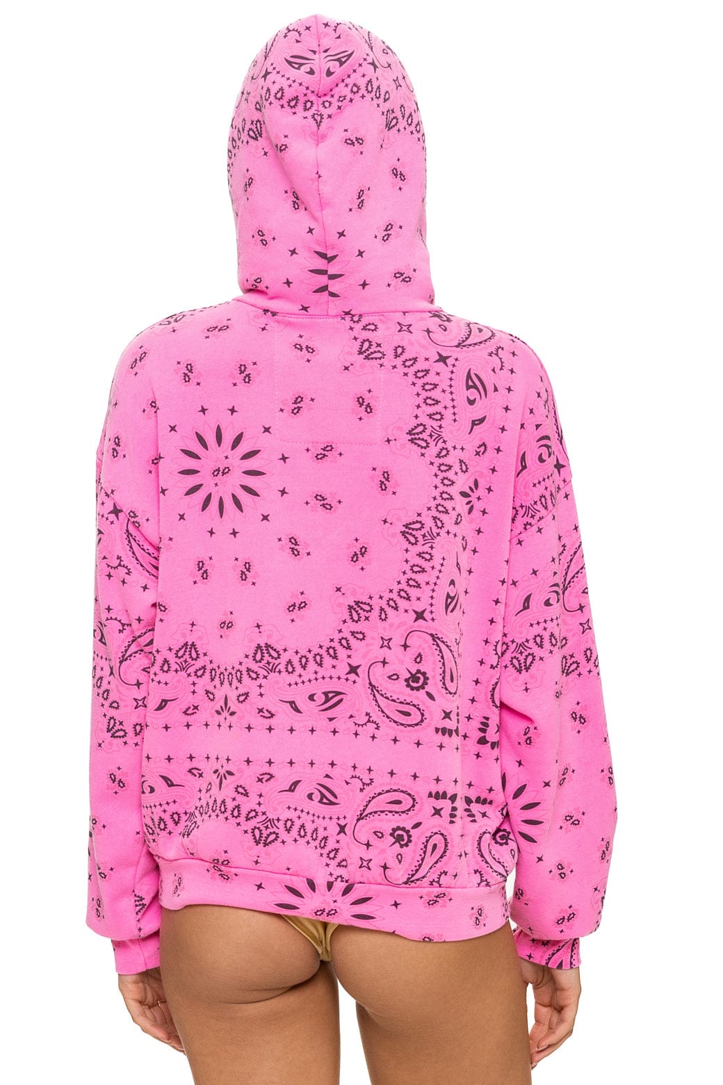 Aviator Nation BANDANA RELAXED PULLOVER HOODIE - NEON PINK