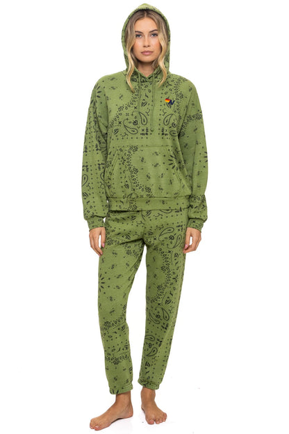 Aviator Nation BANDANA RELAXED PULLOVER HOODIE - JUNGLE GREEN