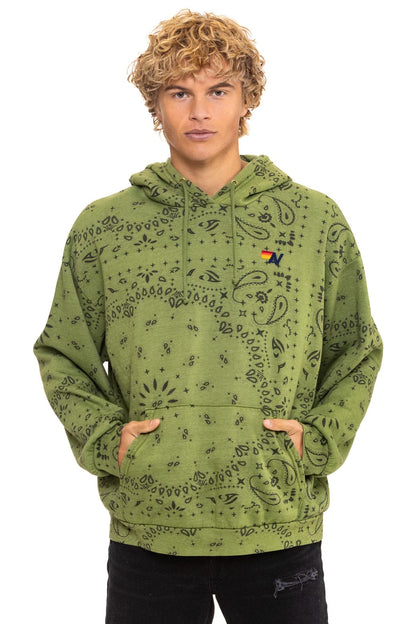 Aviator Nation BANDANA RELAXED PULLOVER HOODIE - JUNGLE GREEN