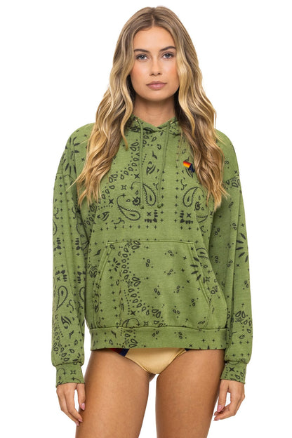 Aviator Nation BANDANA RELAXED PULLOVER HOODIE - JUNGLE GREEN