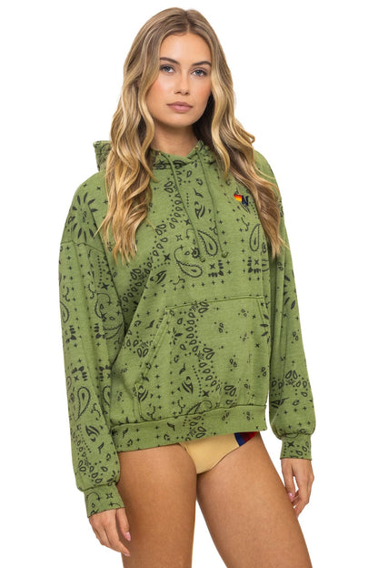 Aviator Nation BANDANA RELAXED PULLOVER HOODIE - JUNGLE GREEN