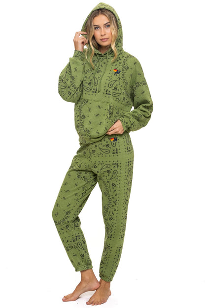 Aviator Nation BANDANA RELAXED PULLOVER HOODIE - JUNGLE GREEN