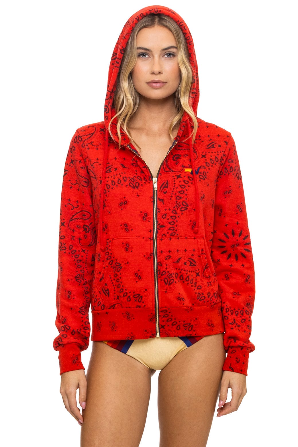 Aviator Nation BANDANA ZIP HOODIE - RED