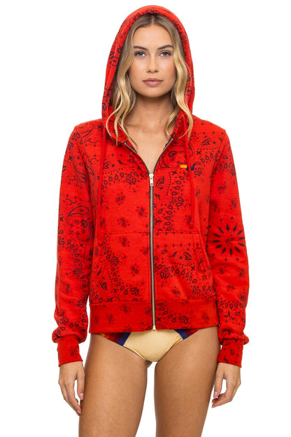 Aviator Nation BANDANA ZIP HOODIE - RED